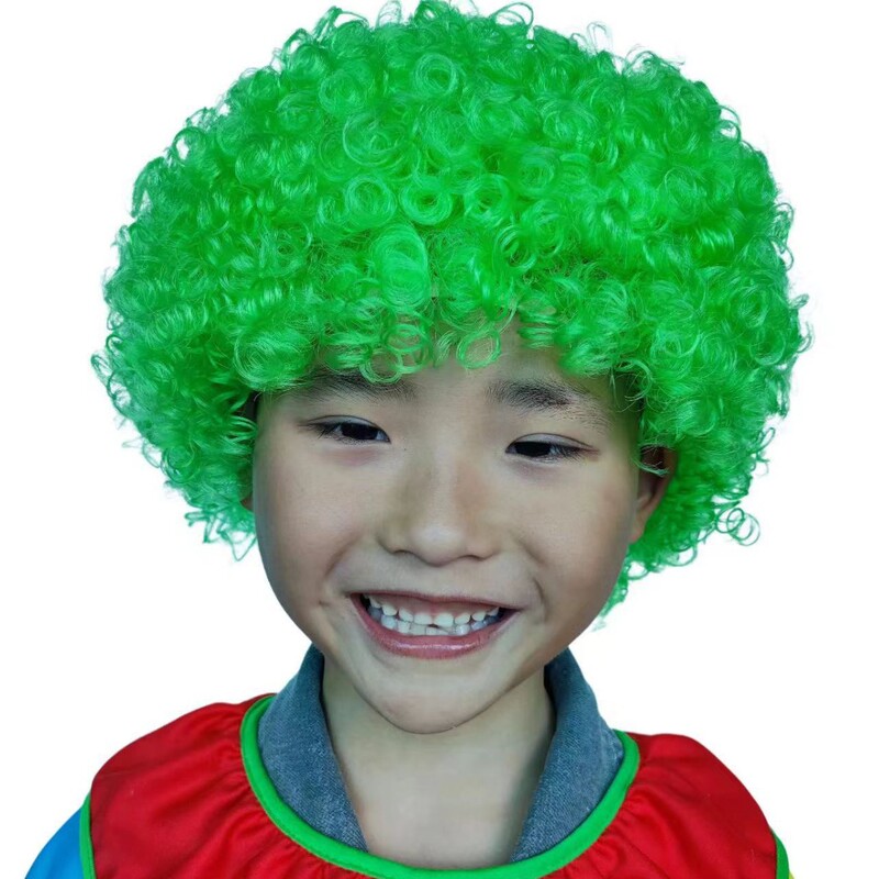 爆炸头假发小丑头套搞笑彩色假发套幼儿园表演区材料彩色短发假发|undefined
