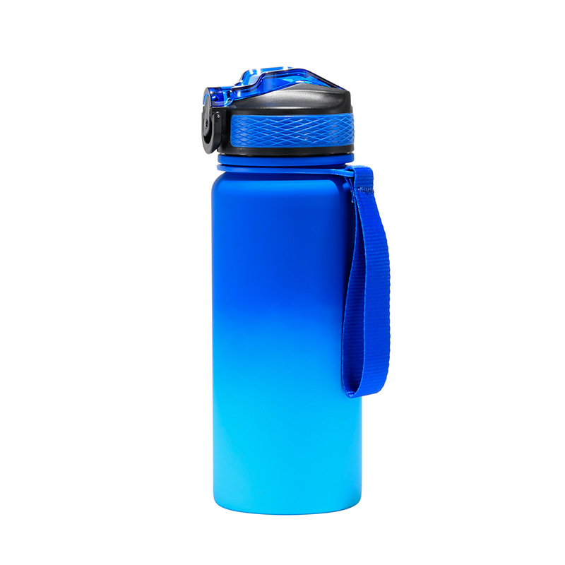 Nueva botella de agua deportiva de acero inoxidable con gradiente de gran capacidad personalizable hecha a mano, taza termo con tapa emergente portátil, venta al por mayor