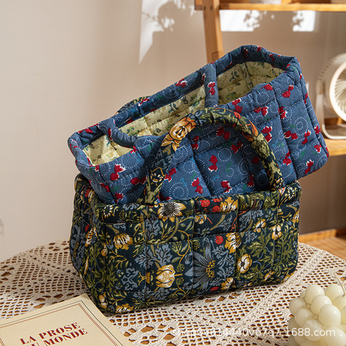 Cross-border cotton home fabric underwear sundries sorting basket toys cosmetic bag storage basket folding portable small size