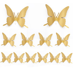 T9J53d立體不鏽鋼仿真蝴蝶牆貼客廳牆面裝飾金屬防水貼畫商場櫥窗