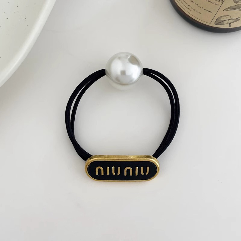 Arco negro perla anillo de cabello de alta sensibilidad de alta elasticidad banda de goma para mujeres atado cabello 2025 nuevo accesorio de cabello de cuerda de cabeza