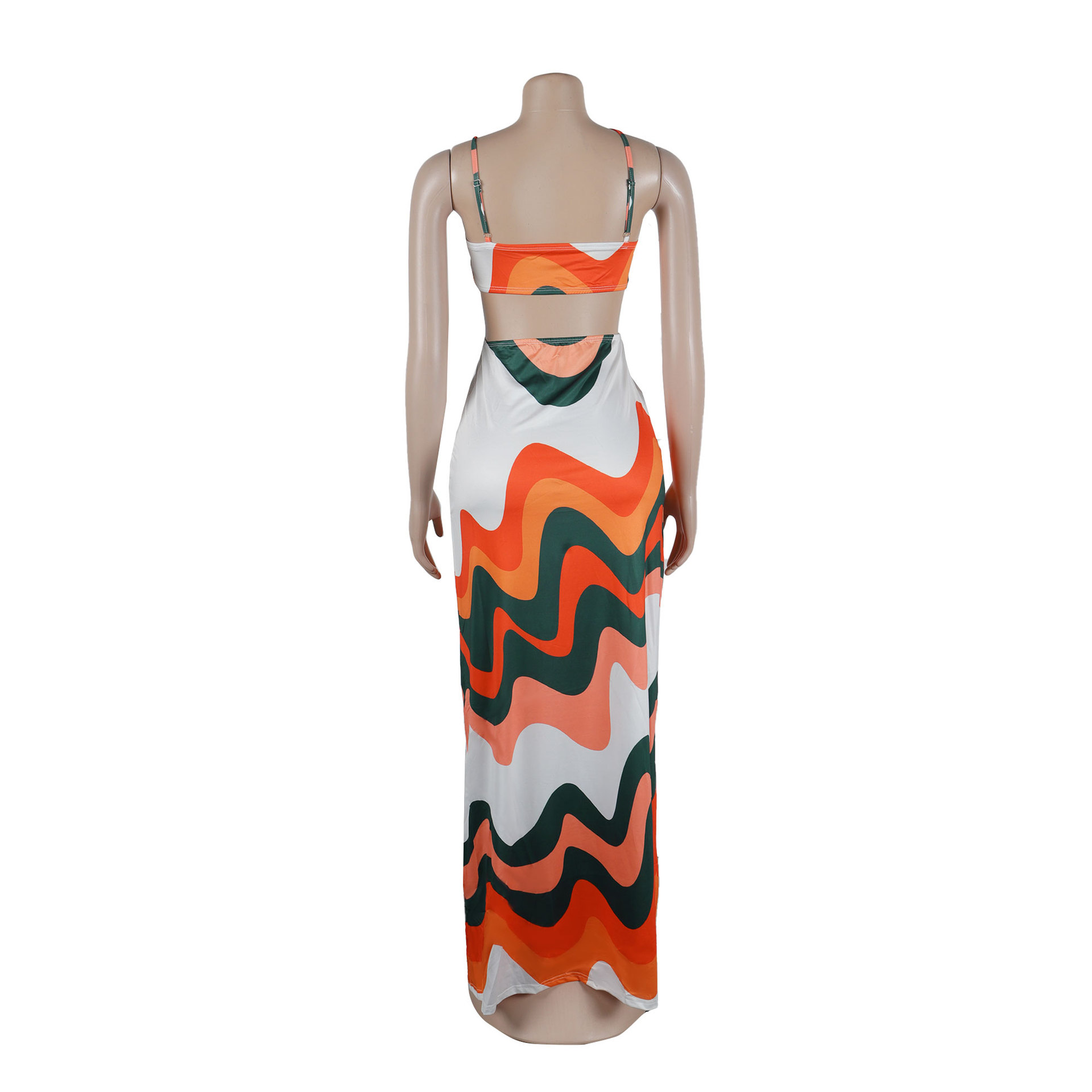 427g Weight Maxi Long Dress Dress Length Type Sleeveless Sleeve Length Two Piece Dress Dresses Type Polyester Fabric Type High Waist Waist Line Holiday Occasion Strap Neckline Slim Fit Type Color Block Pattern Summer Season Women's Gender Streetwear Style Wholesale Women's Streetwear Color Block Holiday Strap Sleeveless Two Piece Dress 26