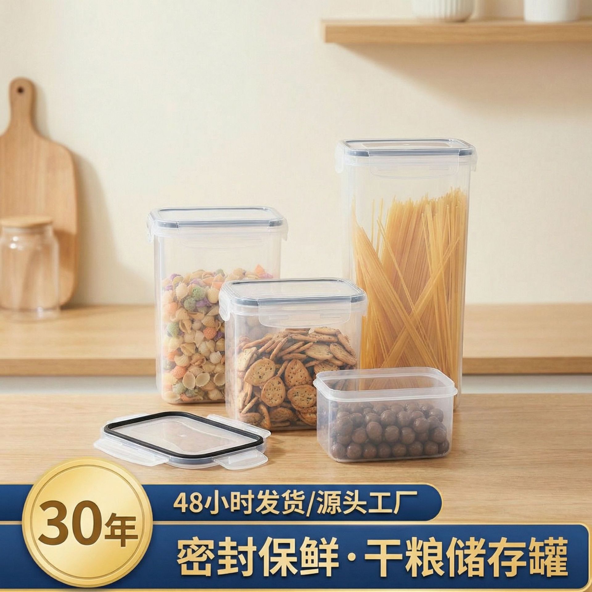 Grains Sealed Jars Food-Grade Pp Moisture-Proof and Fresh-Keeping Plastic Jars Kitchen Transparent Snack Storage Jars with Lids