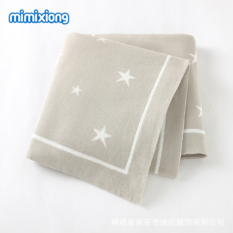 Ins venta caliente primavera nueva estrella de cinco puntas jacquard bebé manta bebé cochecito cubierta edredón