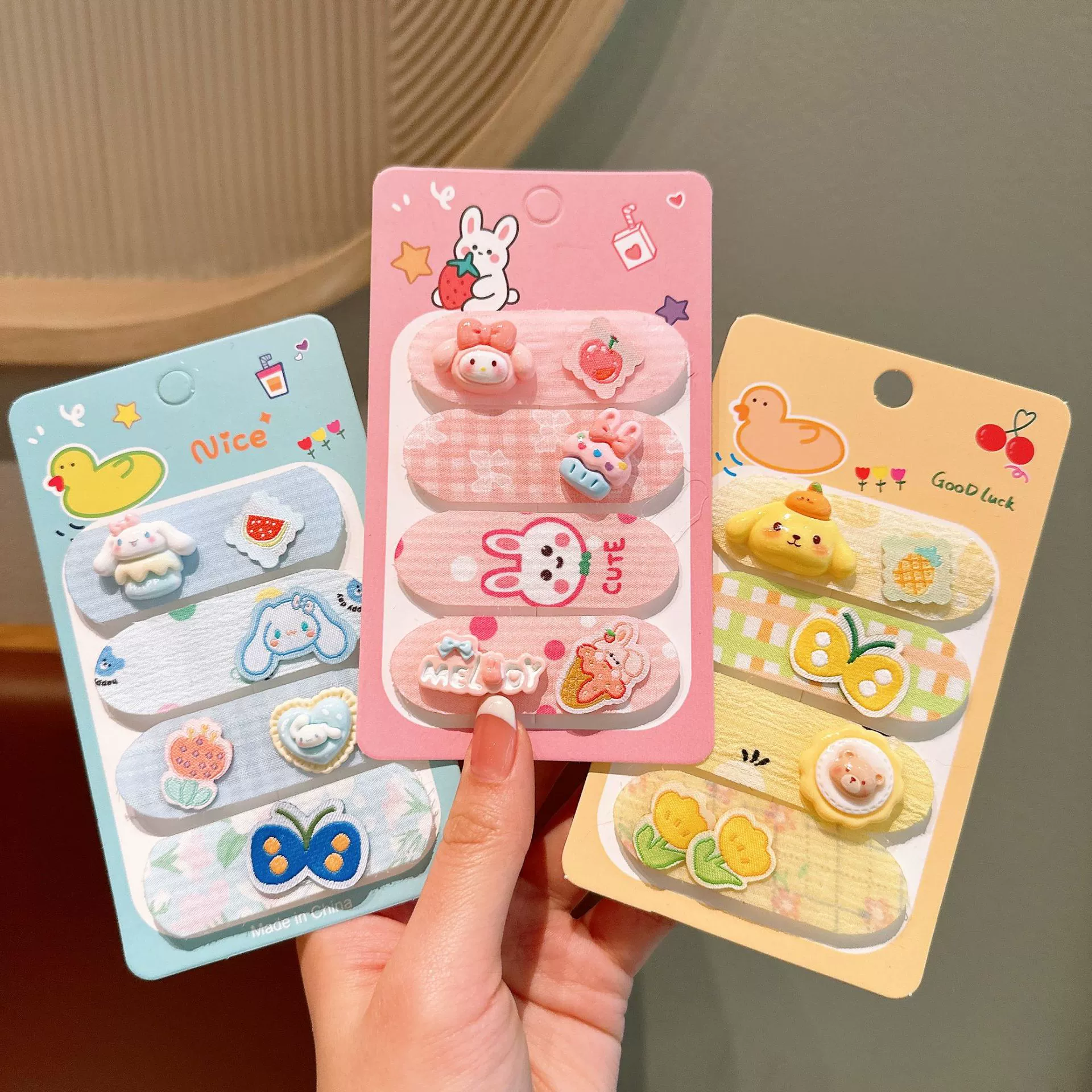 Sanrio, детские мультяшные челки на липучке, аксессуар для волос