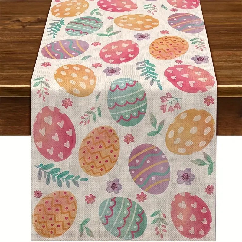 Transfronterizo corredor de mesa de lino nuevo huevo de Pascua lindo decorativo creativo impresión mesa de comedor paño decorativo mantel de cocina
