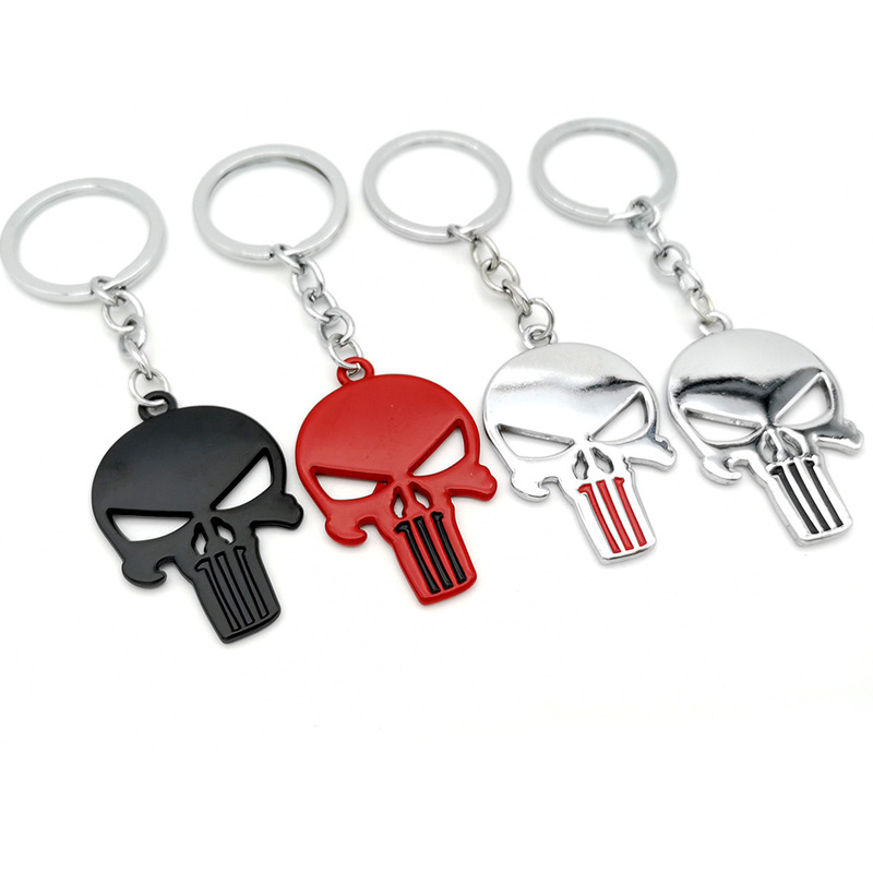 Ghost Head metal keychain personalized creative double-sided foreign trade cross-border hot-selling key chain pendant in stock