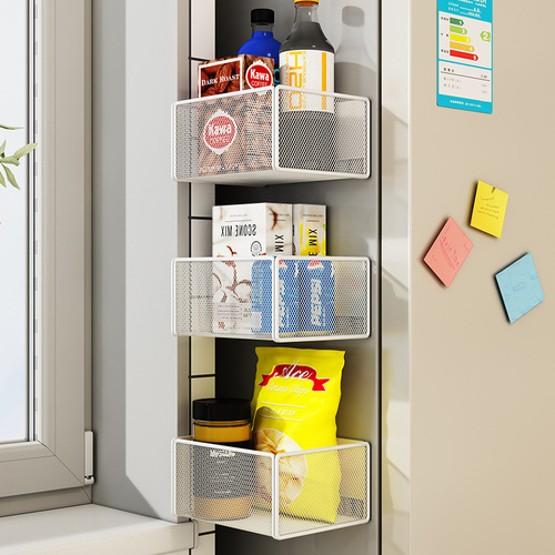 Kitchen refrigerator shelf side storage magnetic onion ginger garlic box side hanging basket artifact complete box shelf vegetables