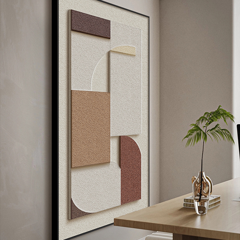 3d立体抽象肌理画侘寂风客厅装饰画卧室挂画餐厅玄关砂岩画