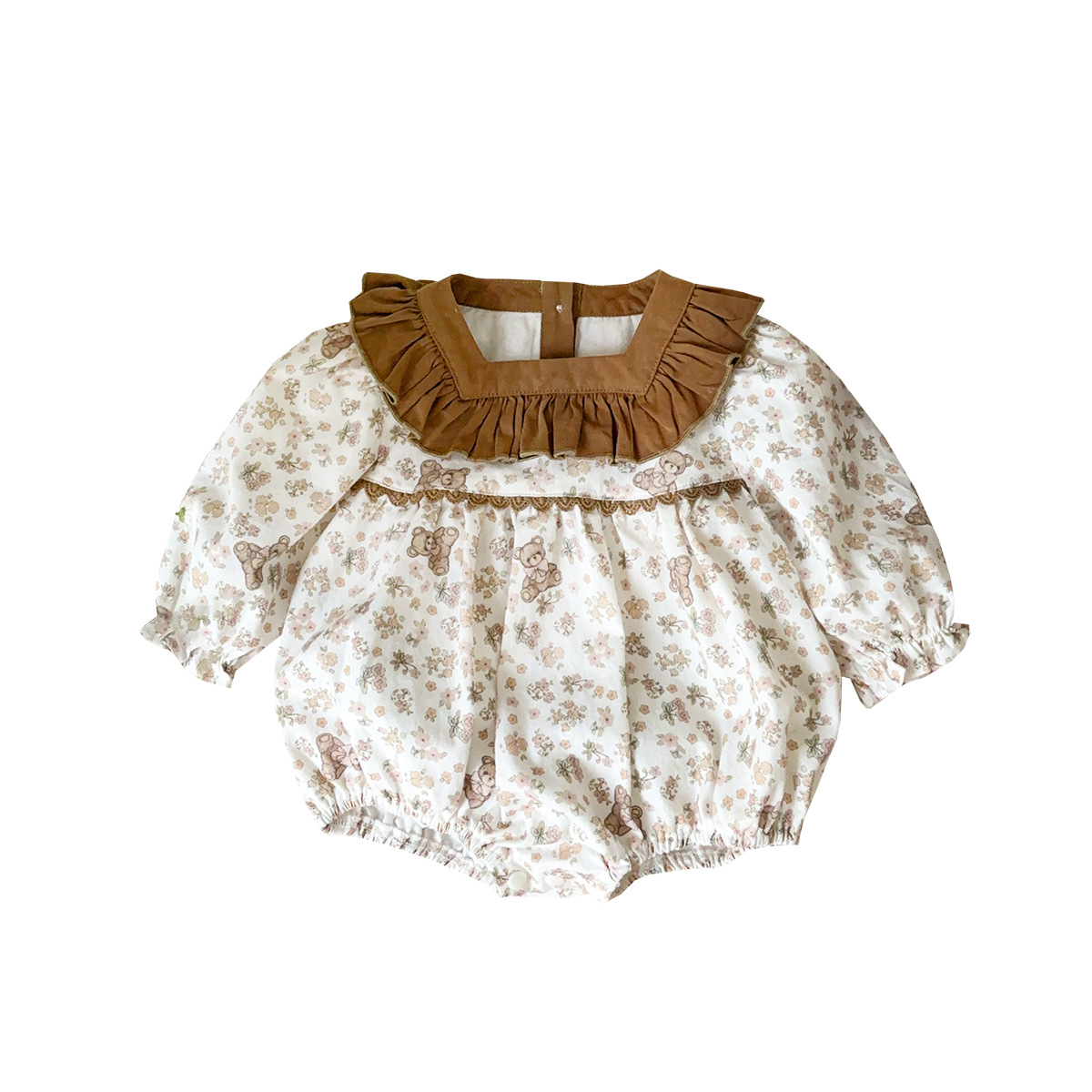 2025 ropa de primavera para niños, moda occidental, flores pequeñas, primavera, nuevo estilo, mampara de bebé con volantes, ropa exterior, ropa de pedo