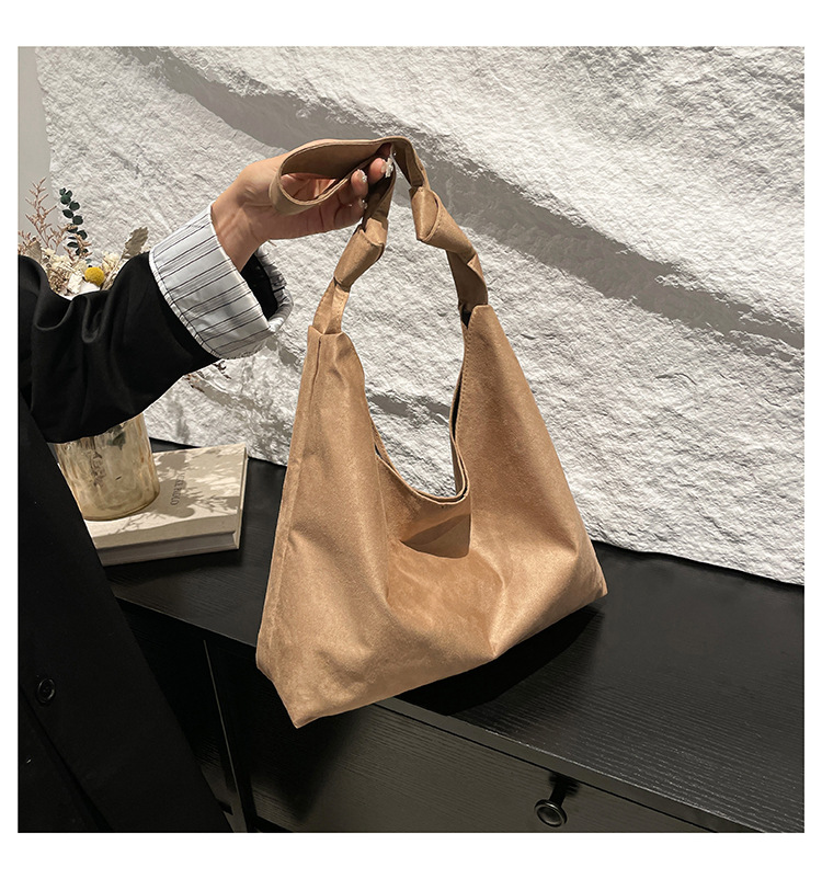 Cross-border suede large bag for women 2024 New style fashionable retro frosted tote bag for autumn and winter work and commuting bucket bag undefined