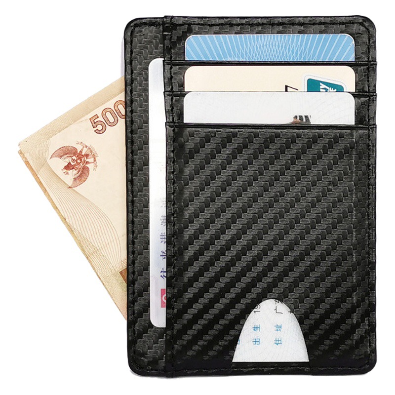 Nuevo titular de la tarjeta de fibra de carbono RFID hombres delgados multi-Tarjeta titular mini corto monedero titular de la tarjeta