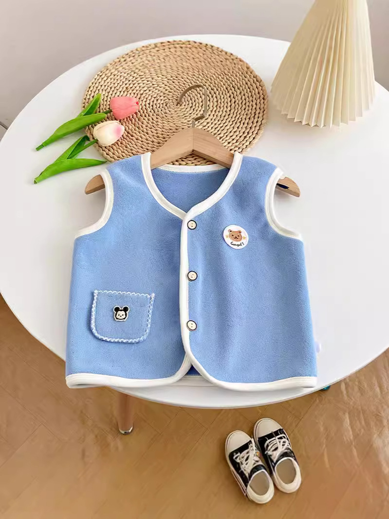 Suéter infantil, chaleco cardigan, 2024 nuevo vestido de otoño para niños y niñas, dibujos animados, explosión exterior con chaleco de orelín