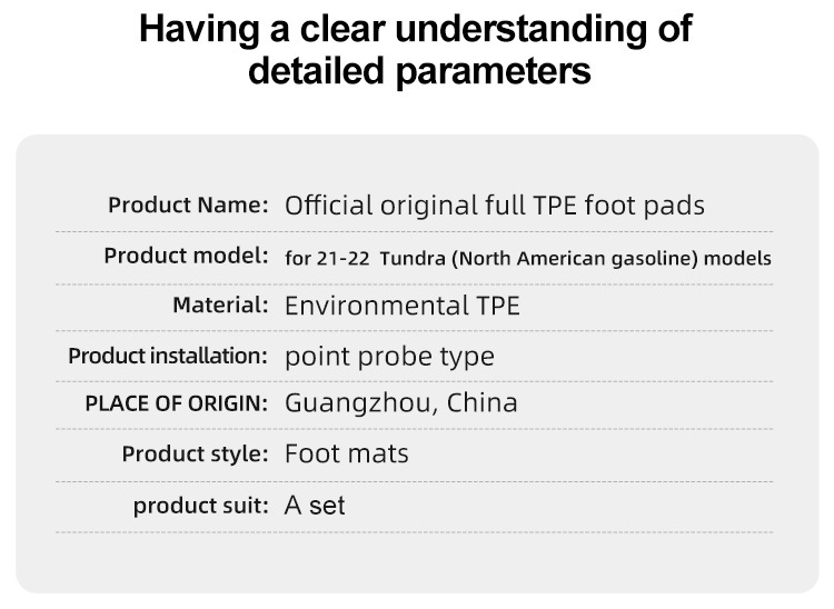 Suitable for 14-24 Toyota Tundra Car Floor Mats, Full Tpe Floor Mats, Special Car Floor Mats, Dropshipping