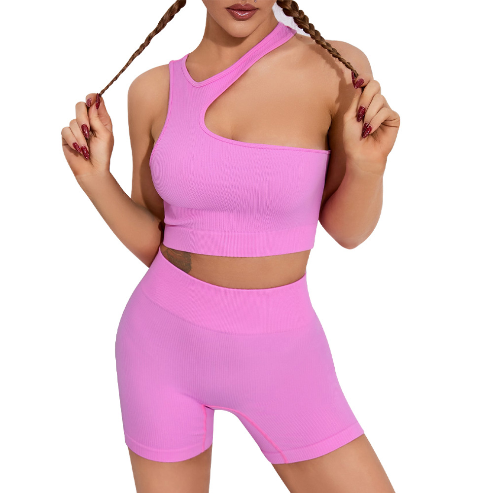 Europa y América nuevo traje de yoga sin costuras sexy sujetador de la correa ropa interior deportiva de las mujeres Levantamiento de cadera cintura alta YOGA deportes Pantalones