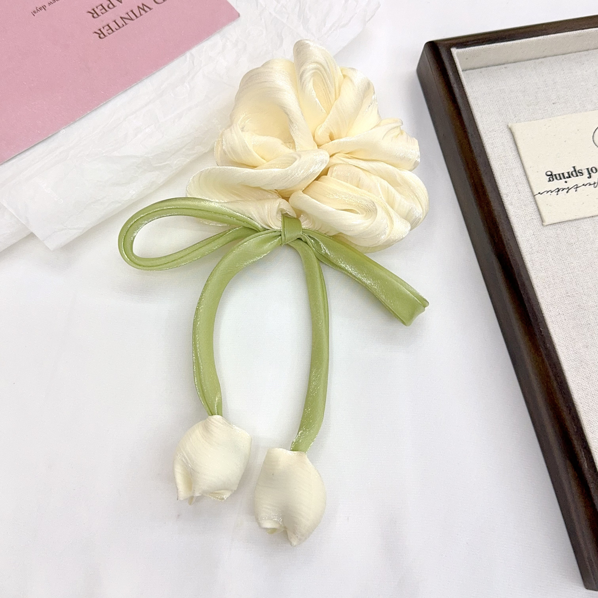 Dulce flotante Tulip Big intestino anillo de cabello nuevo temperamento de alta calidad adornos para el cabello de moda de alta gama