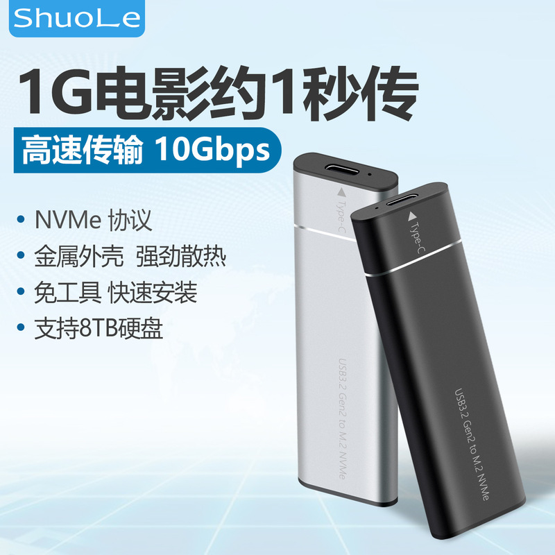 M.2 new upgrade screw-free USB3.2 external Type-C interface NVME protocol solid state mobile hard disk box