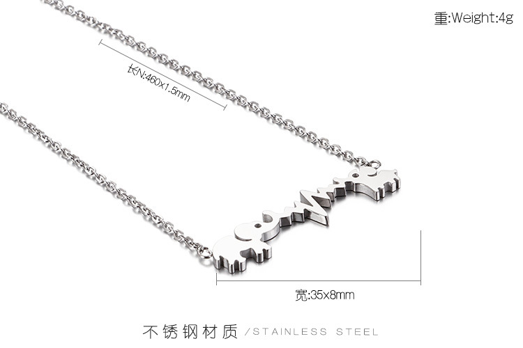 4g Weight Korea Clavicle Chain Stainless Steel Double Elephant Ecg Couple Necklace Wholesale