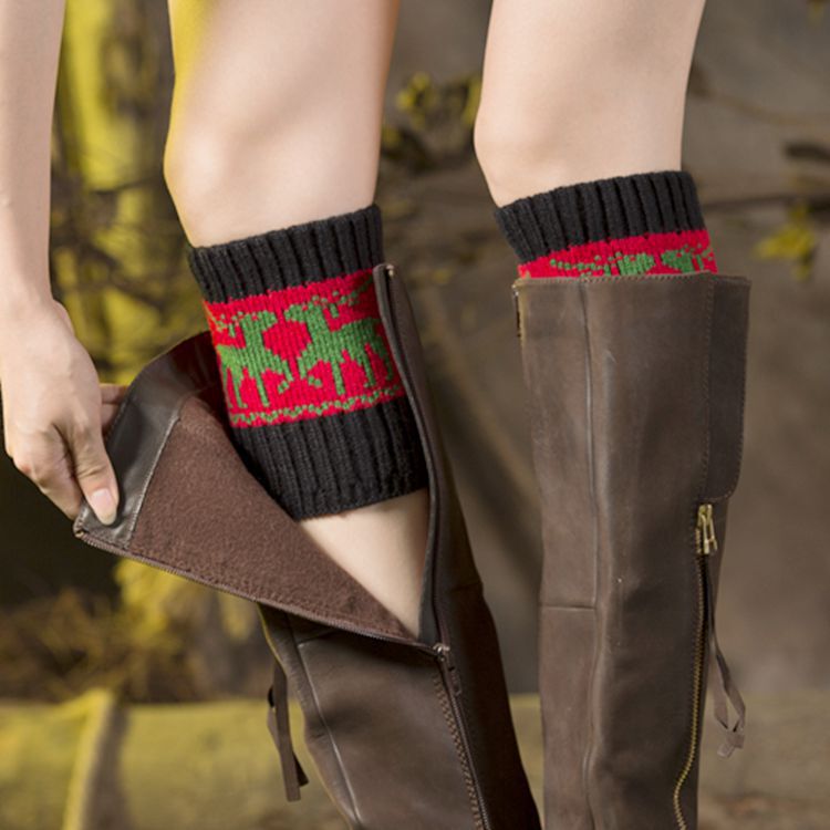 Ebay Amazon Christmas Woolen Foot Covers, Leggings, Autumn and Winter Knitted Boot Covers, Color Matching Short Elk Socks Wholesale