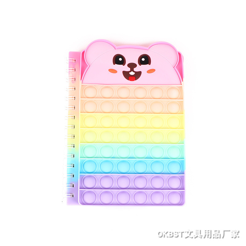 Ratón asesino pionero cuaderno educativo burbuja libro de descompresión lindo de dibujos animados pop it juguete Arco Iris prensa libro de música