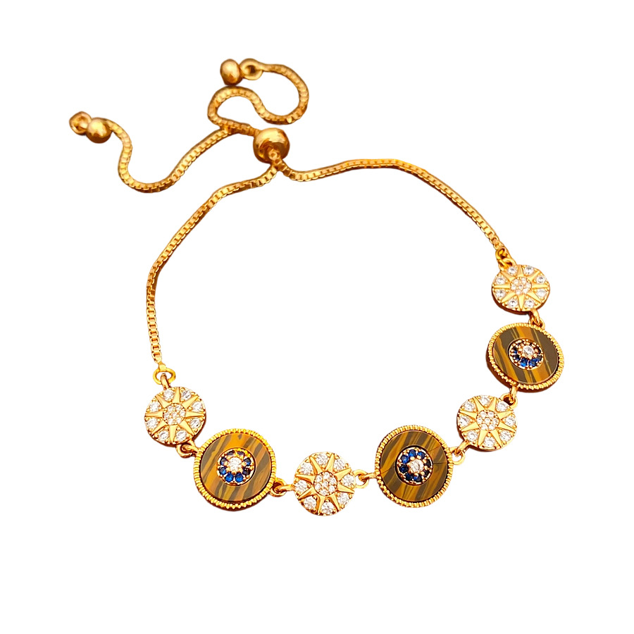 Medieval vintage zircon pulsera redonda lujo ligero pulsera de alta sensación de moda retro exquisita joyería versátil mujer