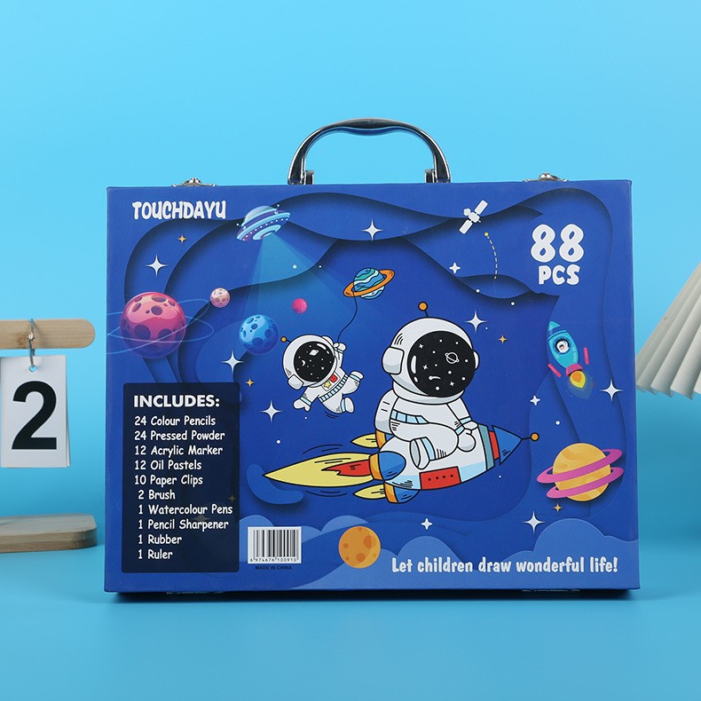 145 caja de aluminio de doble capa, bolígrafo de acuarela, juego para niños, herramienta de dibujo, caja de regalo de pintura, pintura de arte, juego completo de lujo