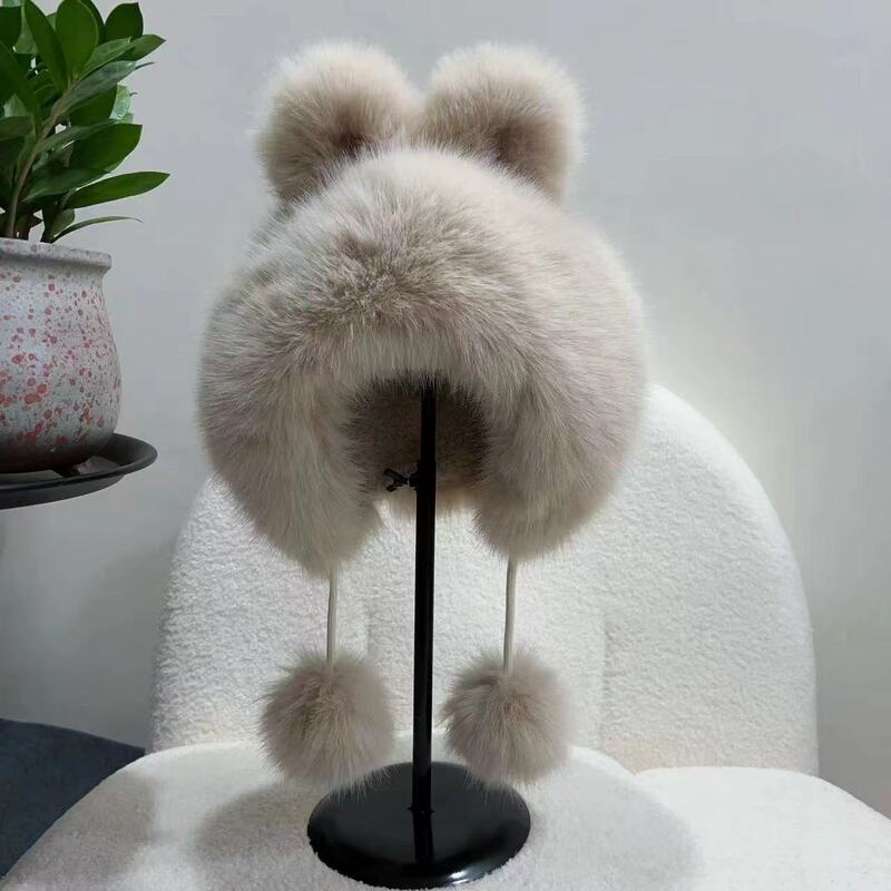 摇摇兔帽子成人狐狸毛绒冬季新款保暖可爱护耳洋气时尚亲子皮草帽|undefined
