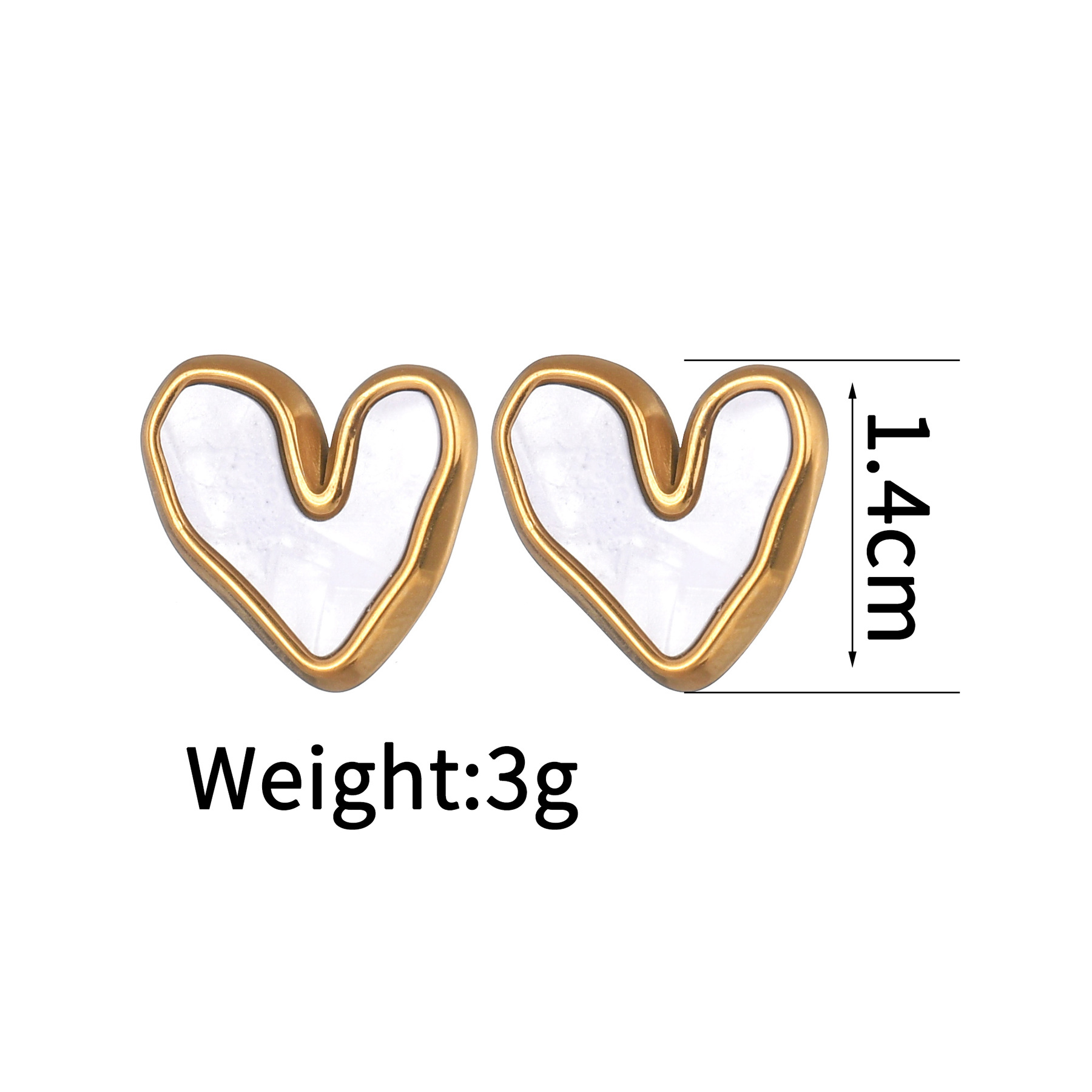 6g Weight PVD Coated Gold Plating Process 201 Stainless Steel Ear Needle Material 18K Real Gold Plated Plating Material Stone-Free Inlay Material Ear Studs Classification 1 Pair Quantity Holiday, Daily Occasion 304 Stainless Steel Material Heart Shape Pattern Women's Gender Simple Style, Classic Style Style Waterproof Non Tarnish, Plating Craft PVD Coated Real Gold Plated Heart Shape 304 Stainless Steel Simple Style Classic Style Waterproof Non Tarnish Ear Studs 4