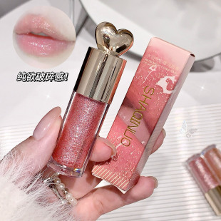 Sakino Water Run Bright Color Burst Lip Honey Love Thin Flash Cross-border Pearlescent Doodle Lip Mirror Lip Gloss Set