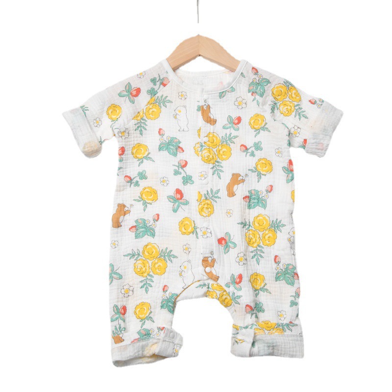 Ropa de aire acondicionado de una pieza para bebé de verano, una gasa antibacteriana de algodón puro, ropa para recién nacidos, mameluco para bebé