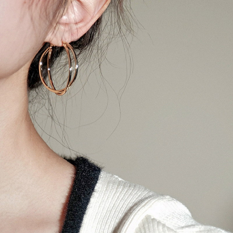 Unique Sculptural Hoop Earrings For Women Large Statement Design_voghion.com