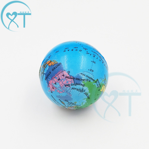 Cross-border manufacturer decompression children's sports toy ball map PU foam sponge ball 10cmPU ball globe