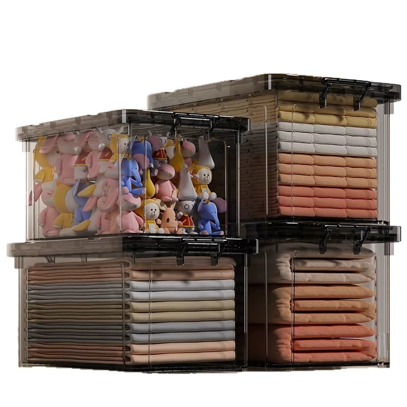 Caja de almacenamiento transparente, ropa para el hogar, juguetes, caja de almacenamiento de bocadillos, dormitorio de estudiantes, caja de almacenamiento de gran capacidad, suministros de almacenamiento