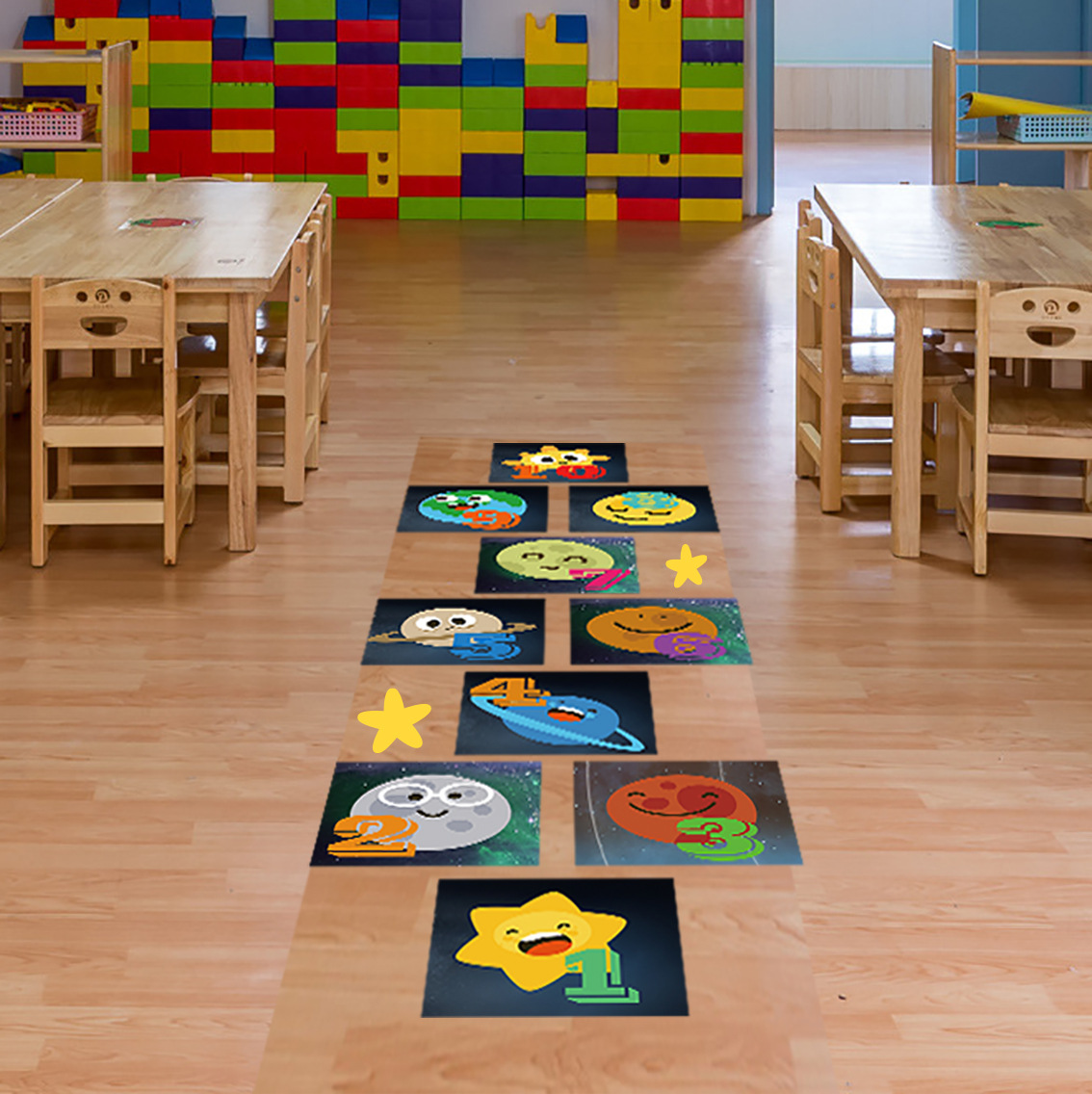 School children's game hopscotch jumping...