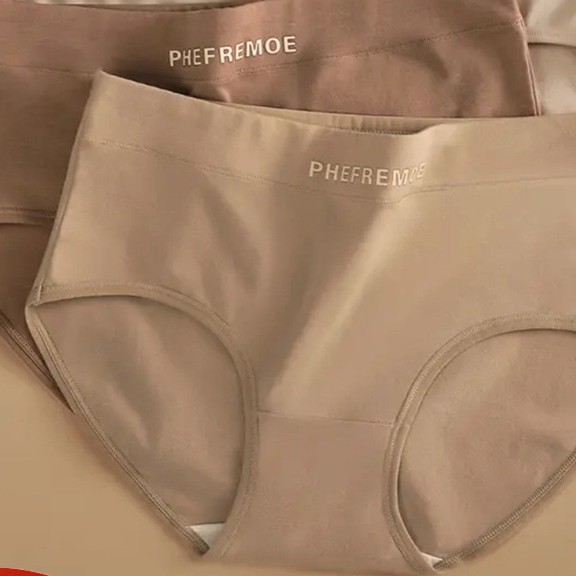 Simple Style Seamless Women's Underwear Solid Color Seamless Crotch Breathable Mid-Waist Maillard Sports Girls Triangle