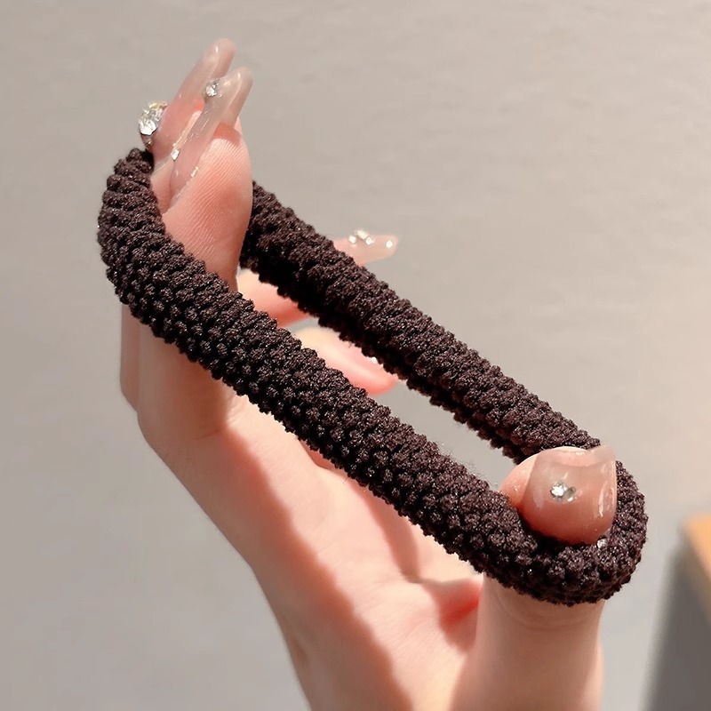 Cauda de caballo alta no colapsar cabello de niñas anillo de cabello de correa de goma negra cabello de alta elasticidad cabello duradero cubierta de cuero