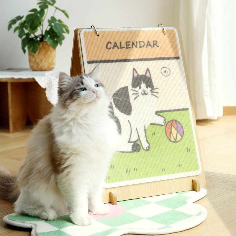 カレンダー 猫の爪とぎボード 垂直卓上カレンダー 猫の爪とぎボード 耐摩耗性と脱落防止 猫の爪デバイス 壁に取り外し可能 面白い猫遊び|undefined