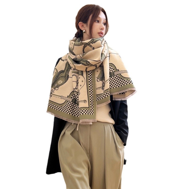 Sciarpa jacquard in cashmere imitazione di alta qualità e di lusso leggero, scialle invernale versatile da donna, antivento e caldo spesso_voghion.com
