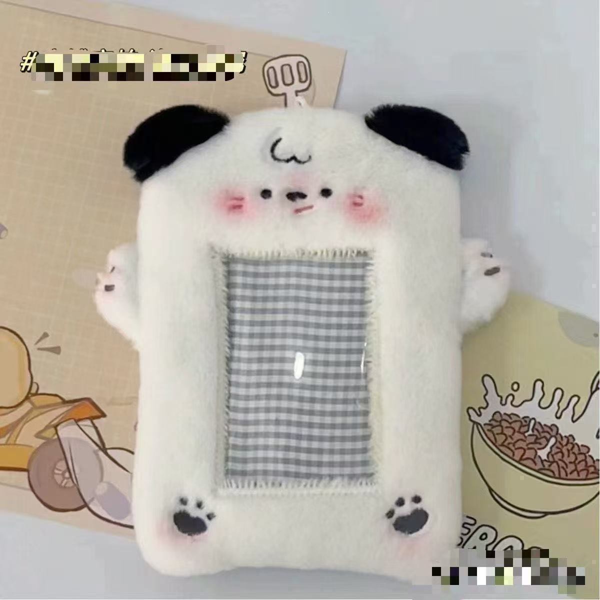 Cute ángel cerdo de peluche 3 pulgadas tarjeta de visualización tarjeta de estudiante colgante tarjeta de comida cubierta protectora