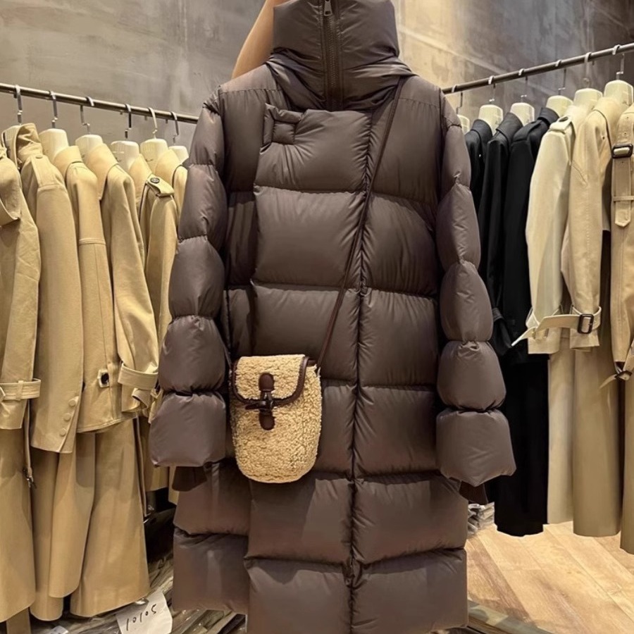 高级感超好看板栗色长款棉服冬季外套女款小众不撞款上衣显瘦3564