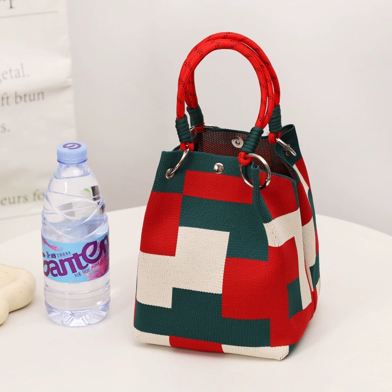 Woven knitted three dimensional purse, small clutch bag