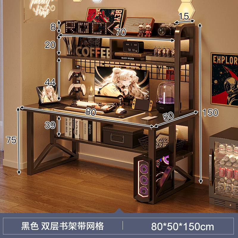 Escritorio de computadora de escritorio con estante de almacenamiento dormitorio pequeño escritorio de computadora doméstico estante de libros integrado juego de mesa y silla de deportes electrónicos