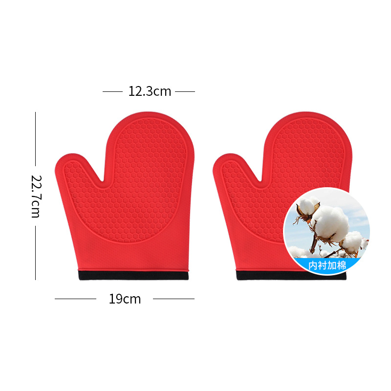 Guantes de silicona alargados acolchados de algodón engrosados para hornear resistentes a altas temperaturas aislamiento térmico cocina horno de microondas horno antiquemaduras utensilios