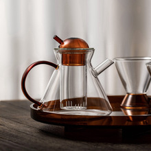 【冬季新款】厂家直销琥珀色咖啡壶高硼硅玻璃创意复古煮茶花茶壶