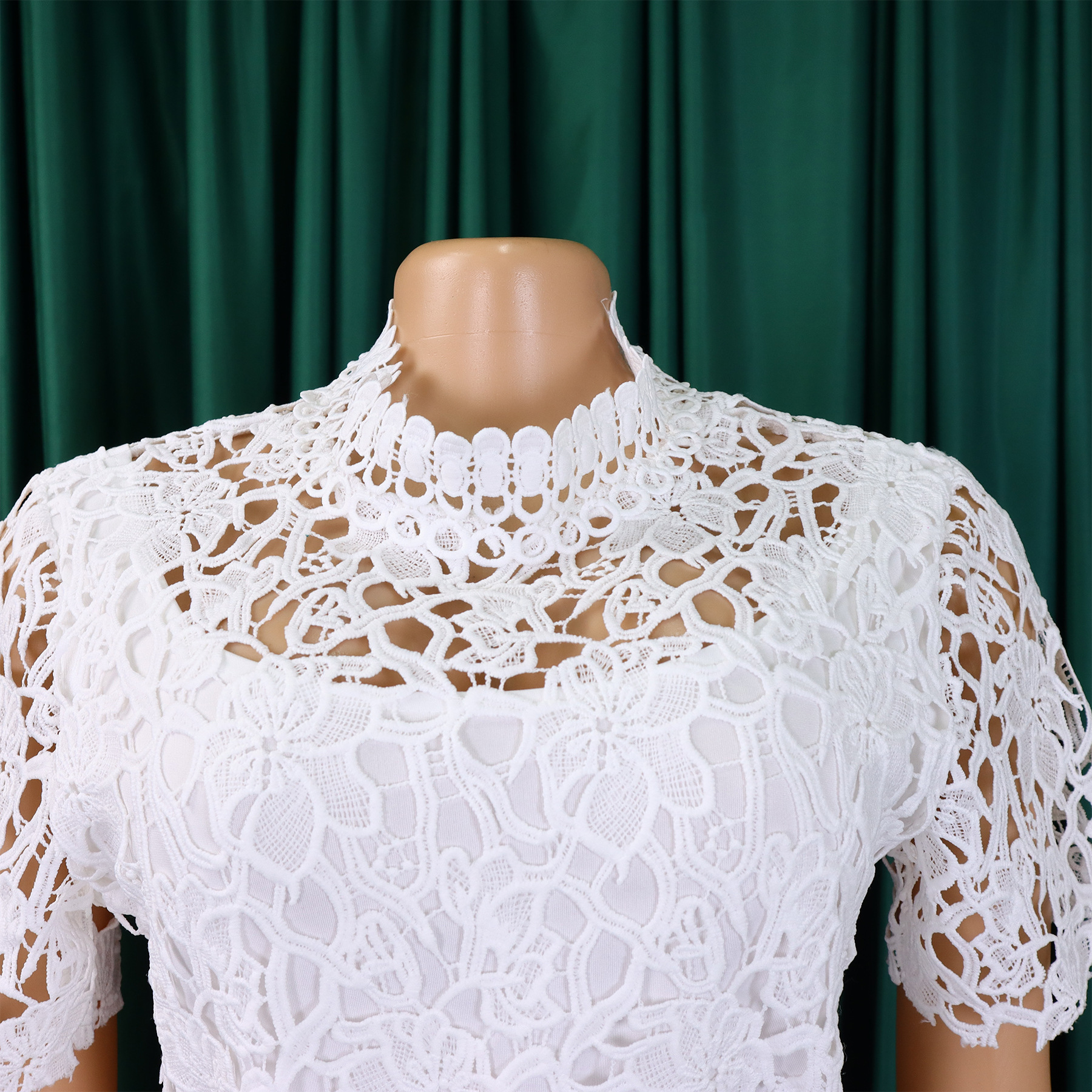 546g Weight Short Sleeve Sleeve Length Polyester Fabric Type High Waist Waist Line Jumpsuits Pants Type Daily Occasion Loose Fit Type Solid Color Pattern Summer Season Women's Gender Lace Design Casual Style Women's Daily Casual Solid Color Lace Jumpsuits 28