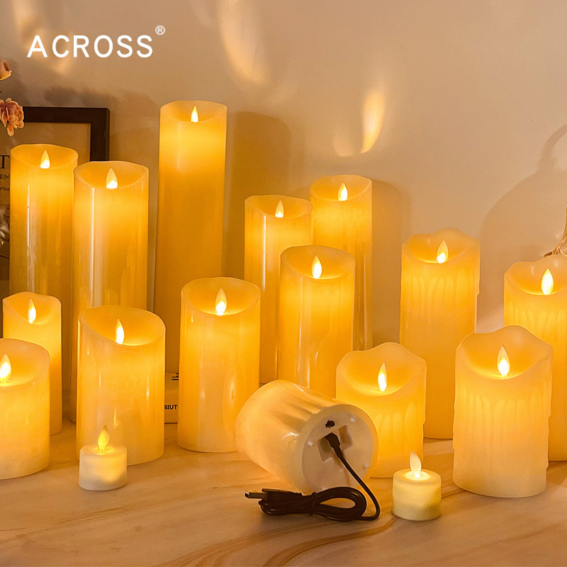 Remote control led electronic candle lamp wedding atmosphere props simulation flame creative night light rechargeable candle Buddha lamp