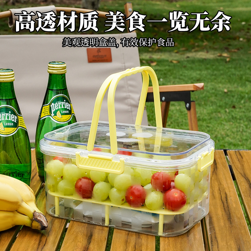 Caja de conservación fresca portátil para picnic al aire libre camping de doble capa de gran capacidad caja bento de frutas y verduras caja sellada de alimentos portátil