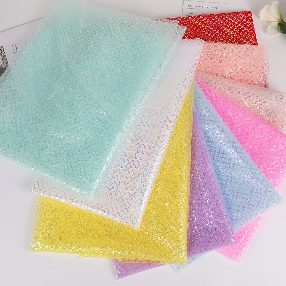 创意幻彩鱼鳞网眼布舞台服装礼服锦纶网纱布摄影背景装饰面料批发