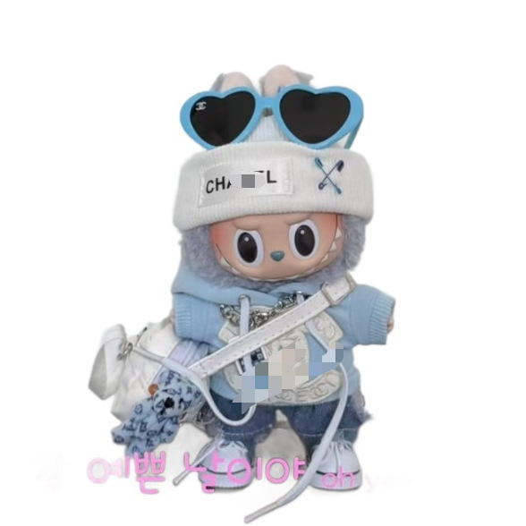 一二三代Labubu娃衣baby蓝小香风卫衣套装拉布布潮牌高定着替|undefined