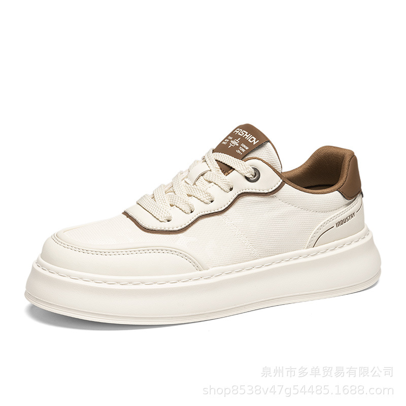 Europa lujoso ligero, zapatos de cuero de suela gruesa, zapatos blancos para hombres al aire libre, zapatos de skate casuales de moda universal
